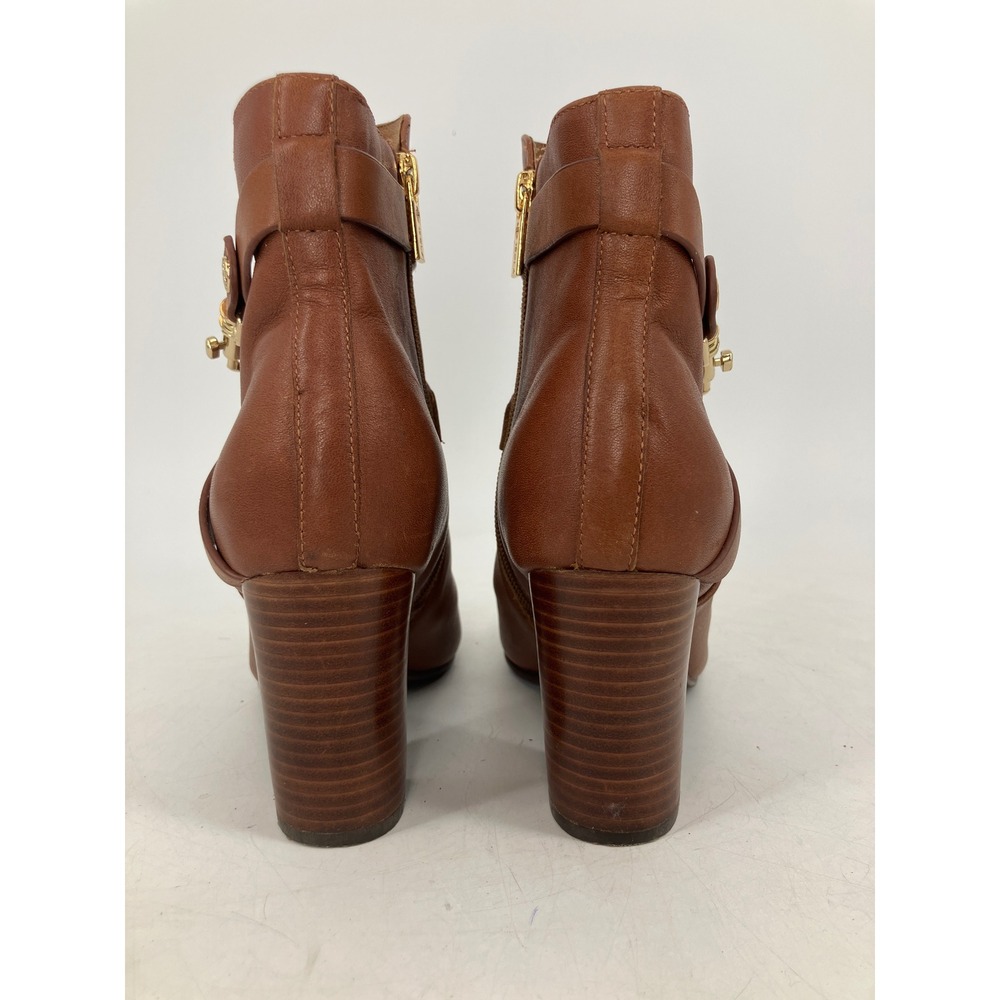Isola Leather Ankle Boots Womens 8M Brown Good Clasp Strap Block Heel CBHE14 - Picture 3 of 9